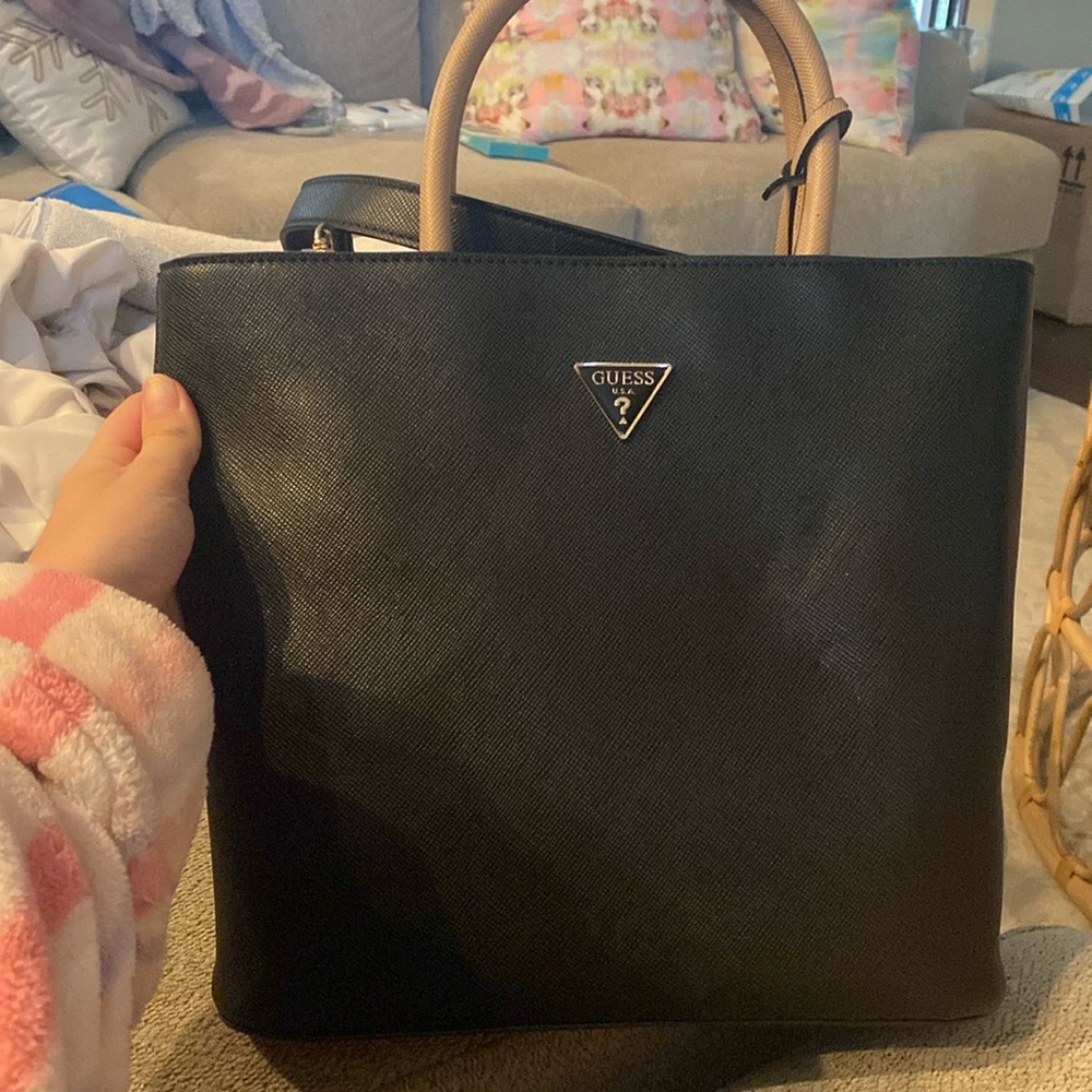 Guess large leather tote bag